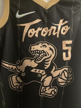Nike Toronto Raptors Black & Gold CITY EDITION Jersey Dino logo